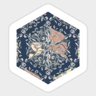 Organic Hexagon Pattern in Soft Navy & Cream Sticker